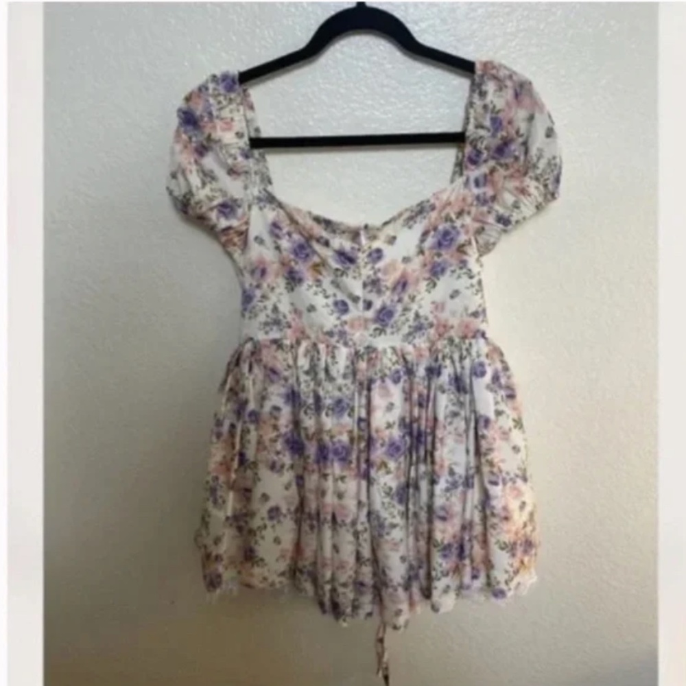 Corset Sweetheart Floral Tie Flower Peasant Elegant Chic Glam Classy Mini Dress - Picture 2 of 7